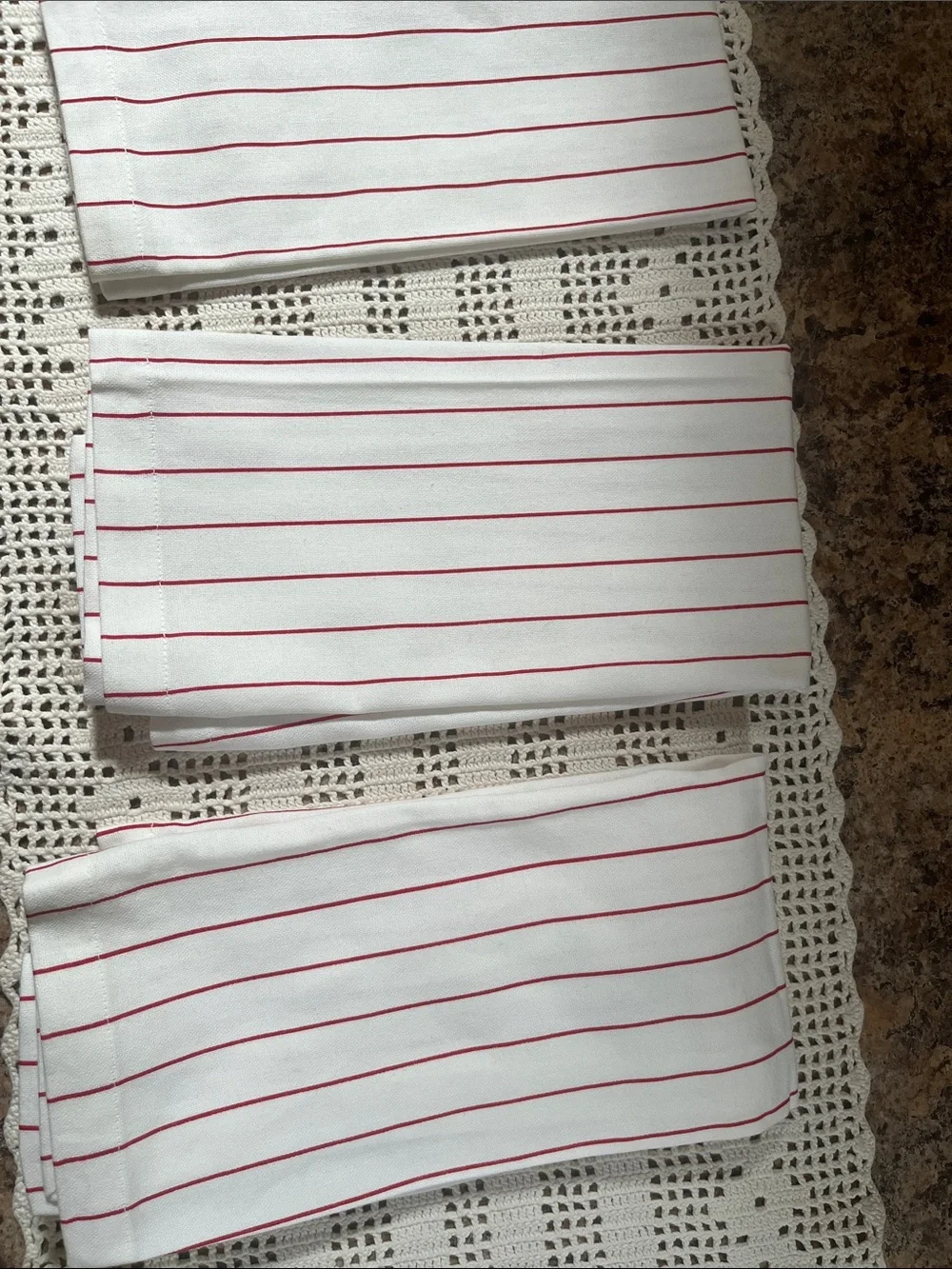 Lot of 3 Pottery Barn red white lobster tea towel New